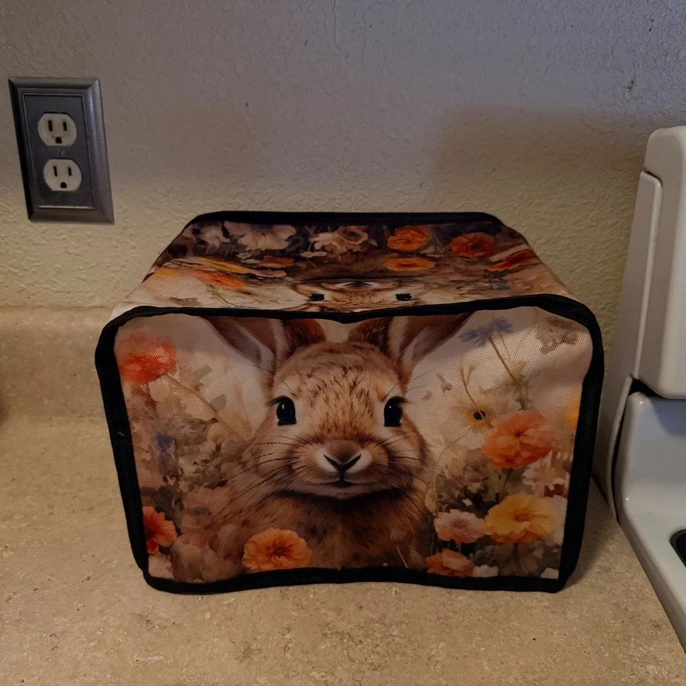 Rustic Wildlife Mountain Scene Window Curtains 28x36 Rabbit Floral Toaster Cover